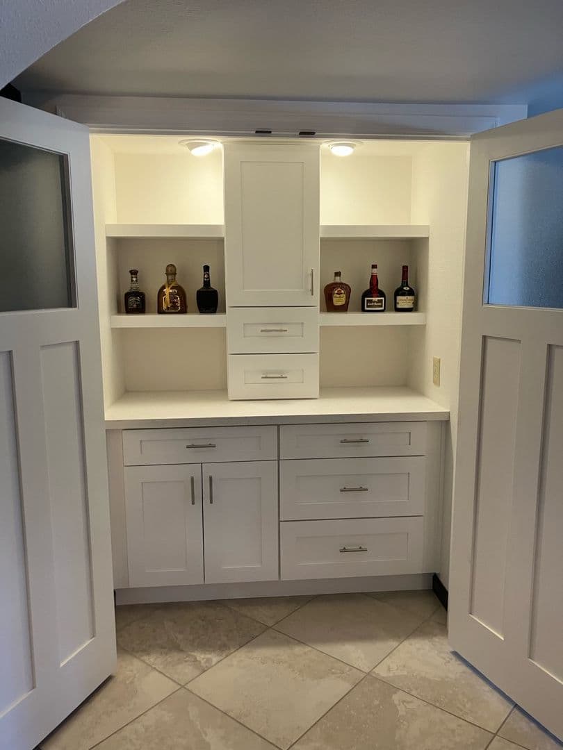 Wet bar fully restored by Kowalski after water damage